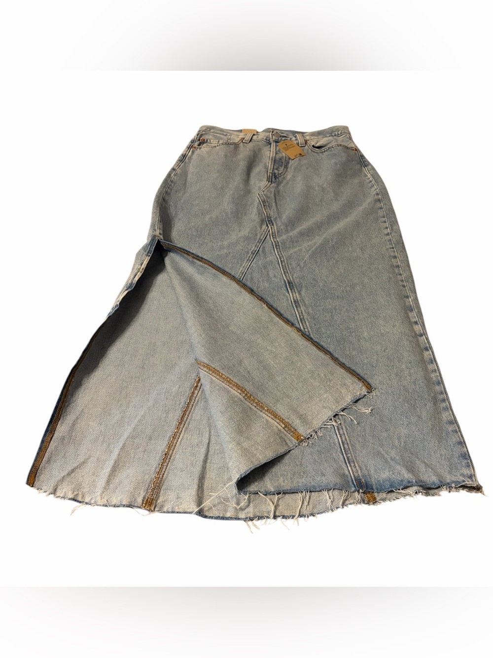 Levi’s Hidden Button Fly Boho Denim Maxi Skirt Size 28 (women’s 8) Boho Y2K Vibe - Picture 3 of 6